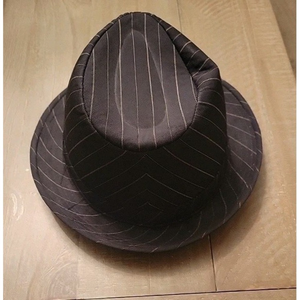 Mens Manhattan Vtg Look Gangster Trilby‎ Fedora Hat Short Brim Striped Jazz Cap